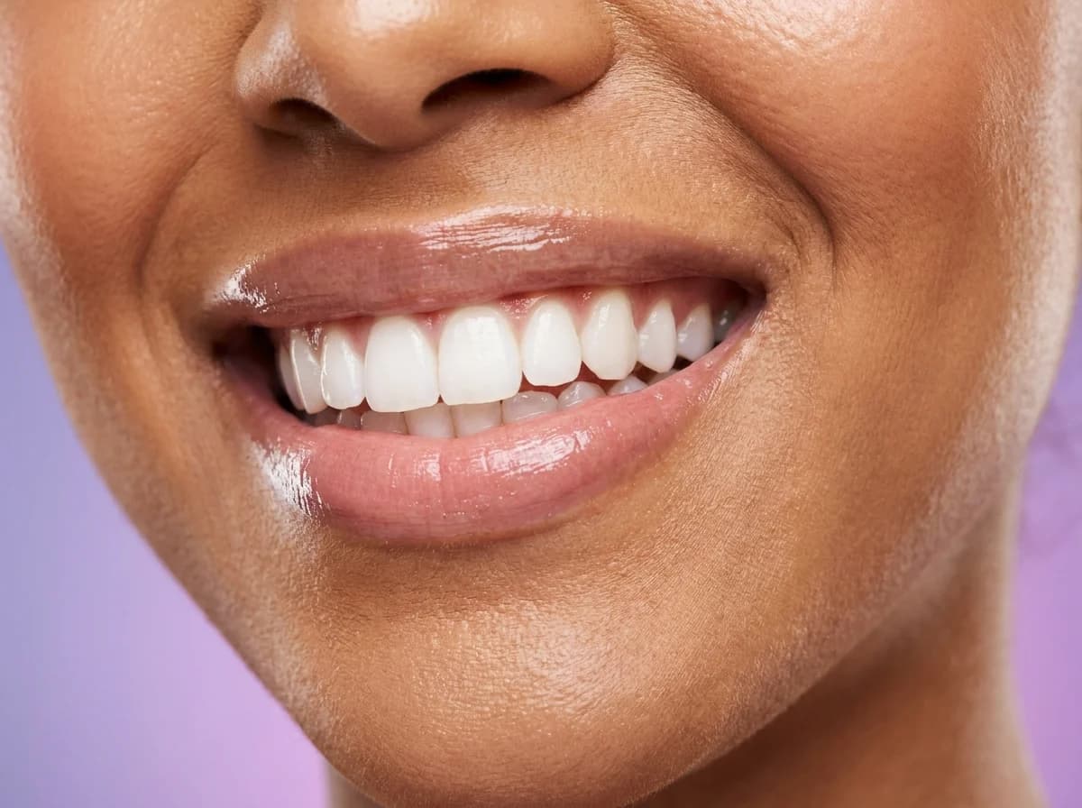 Gros plan d'un sourire éclatant après la cure
